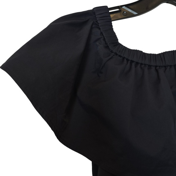 Ann Mashburn Navy Dress off skillet ruffle pockets xs - Picture 2 of 6